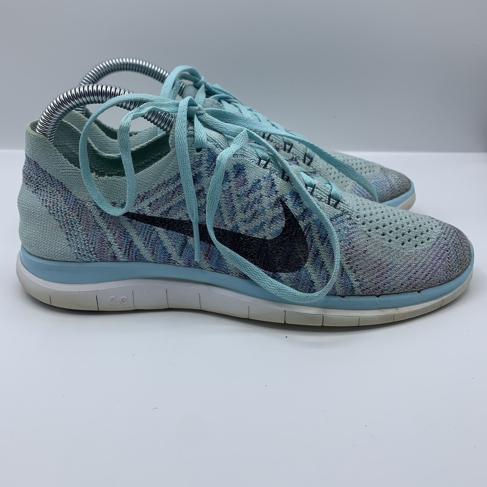 Nike Free 4.0 Flyknit Women's Size 8 Running Shoes Blue Lagoon - Picture 3 of 8